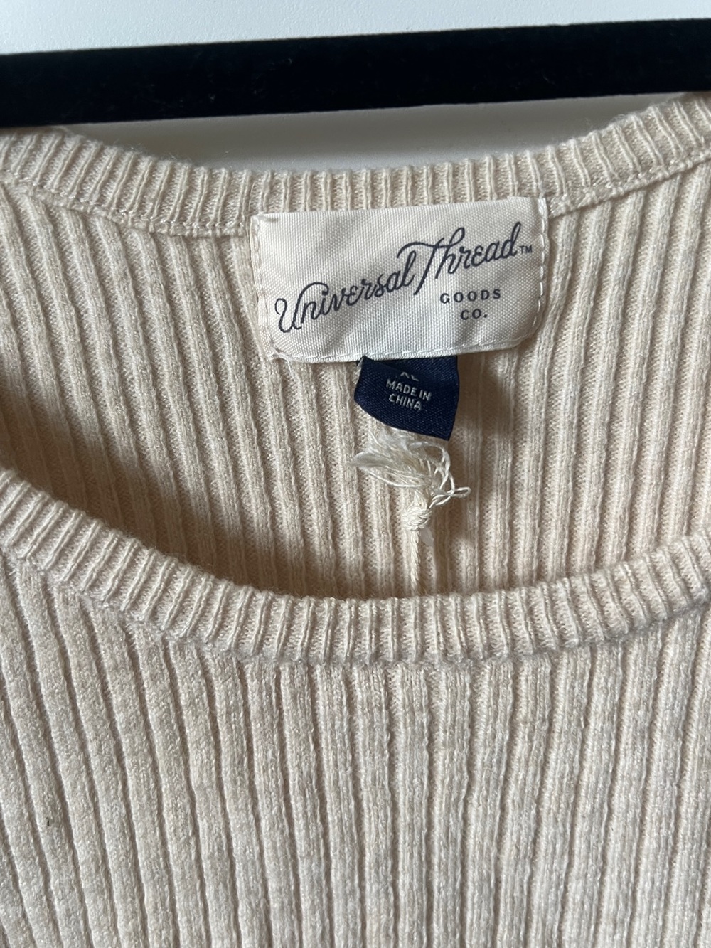 Universal Thread Cream Ribbed Scoop-Neck Top - Picture 2 of 5